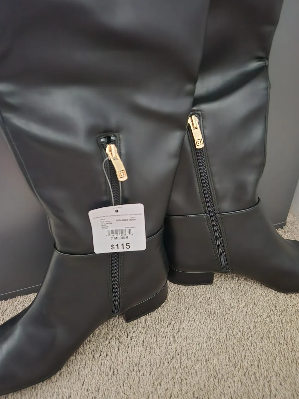 NWT Liz Claiborne LC Dover Black Knee High Faux Leather Boots Women's Size 7M